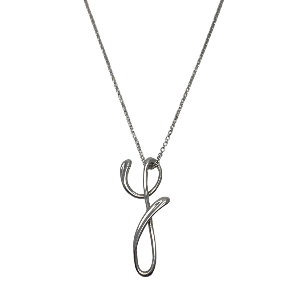Tiffany Elsa Peretti Letter Y Initial Necklace Silver